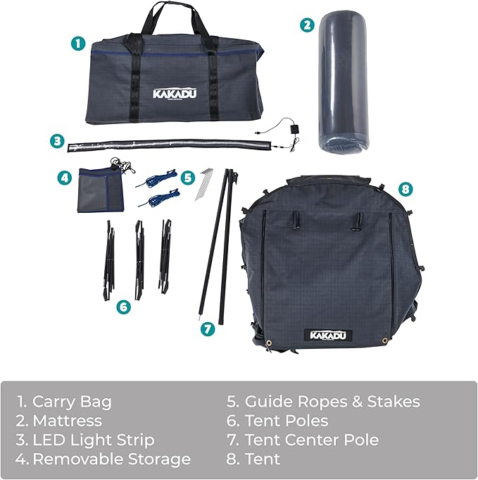 Kakadu Canvas Swag Tent 1 Person Australian Polycotton Camping Ground Tent All Seasons Waterproof with 2.75” Foam Mattress LED Lighting Carry Bag