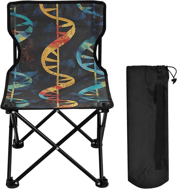 Blue and Orange Texture Portable Camping Chairs Folding Chair - Durable Oxford Fabric Lightweight Iron Frame Easy Fold Design - Ideal for Outdoor Activities Camping Fishing and Travel
