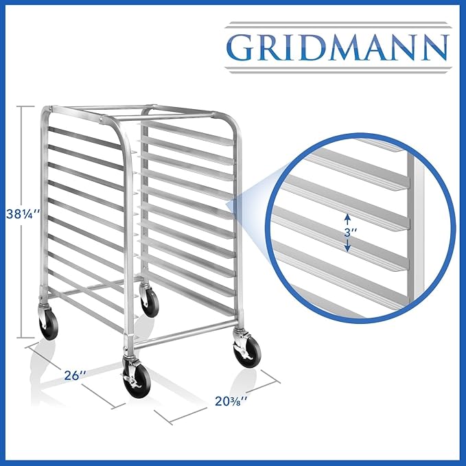 10-Tier Sheet Pan Rack with Wheels | Heavy-Duty Commercial Bakery Bun Pan Storage Solution
