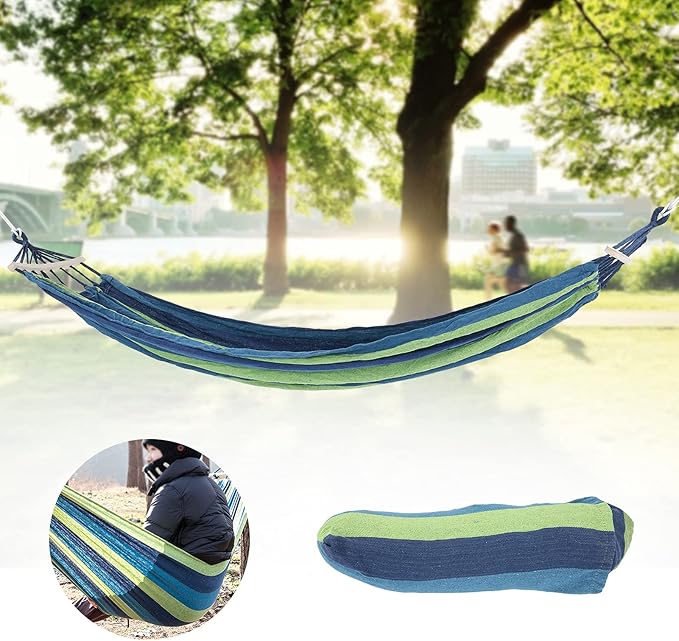 Tyenaza Camping Hammock Portable Outdoor Travel Lightweight Hammock with Hardwood Spreader Bar for Travel and Outdoor Activities