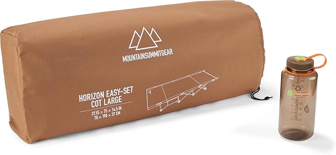 MOUNTAIN SUMMIT GEAR Horizon Cot Foldable Camping Cot for Children &amp Adults Durable Sleeping Pad with Steel Frame That Holds 300 lbs Folding Bed Includes Side Storage (by Caddis Sports)