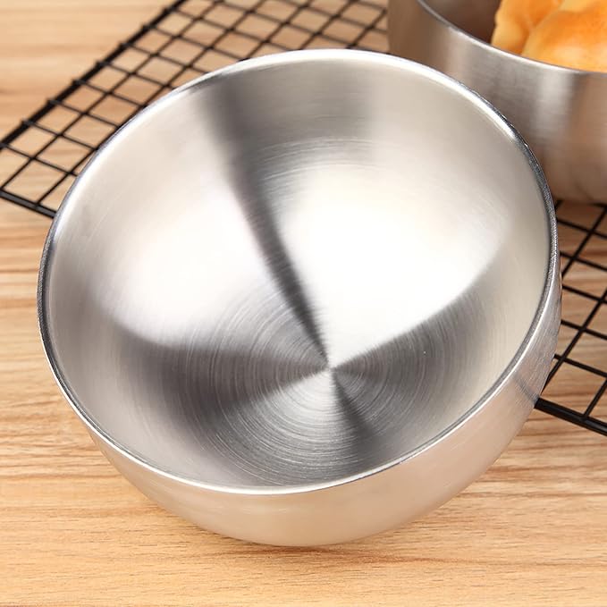 DEVICO Soup Cereal Bowls 4-Piece 19-Ounce Stainless Steel Salad Rice Dessert Serving Bowl set Matte Finish