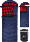 REDCAMP Flannel Sleeping Bag for Adults Comfortable Cotton Sleeping Bags for Camping with Detachable Hood Red/Grey/Blue/Black