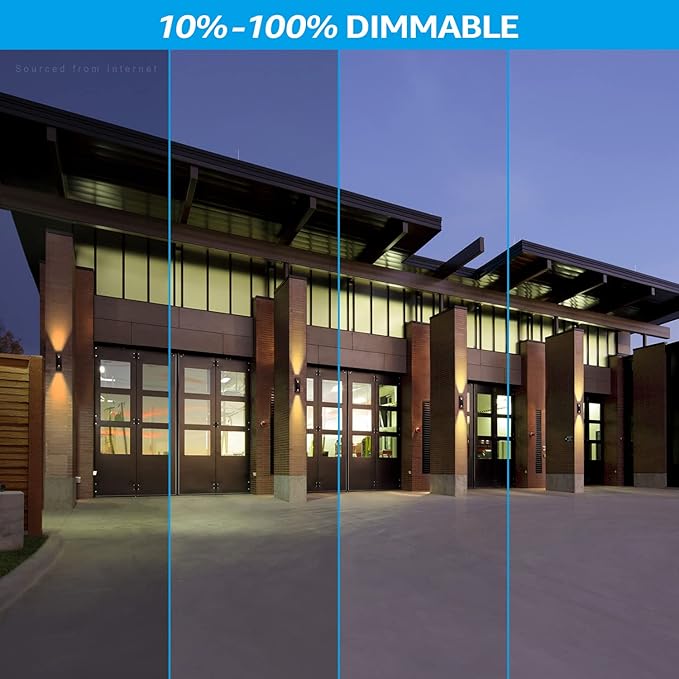 LEONLITE Dimmable LED Up Down Wall Light 100-277V CRI 90+ IP65 Waterproof 10%-100% Dimmable for Commercial Outdoor 14 Inch Modern Porch Light 3000K Pack of 2