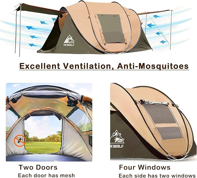 Pop Up Camping Tent 2/4 Person Instant Family Tents Easy Setup Automatic Tent for Camping Hiking &amp Traveling