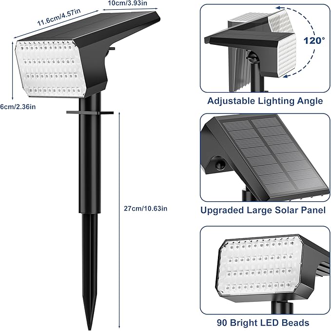 LANSOW Solar Spot Lights Outdoor Color Changing 2 Pack/7 Modes Waterproof Solar Christmas Landscape Spotlights LED Solar Powered Flood Lights for Yard Garden Pathway Outside Halloween Auto ON/Off