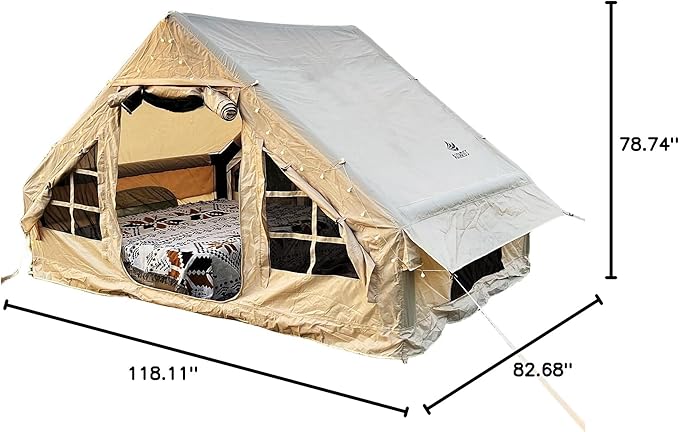 Inflatable Camping Tent for 4-6 Person Easy Setup Waterproof Outdoor Oxford Tents with PumpSelf-Supporting Structure Inflatable House Tent Cabin Tent with Mesh Windows &amp Doors