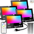Flood Lights Outdoor RGB with Stake 500W Equivalent Smart Color Change &amp Daylight 5700K Landscape Light IP66 Patio Lights via App Control Indoor Ambient Lighting DIY Scenes/Music Sync/Timing-4