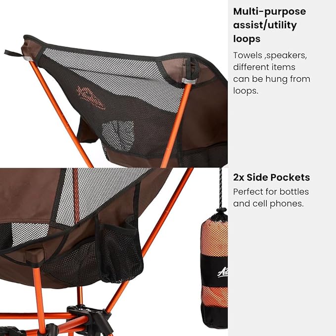 Portable Camping Chair with 3 Towels | Compact Foldable &amp Sturdy - Lightweight Backpacking Chair for Camping Hiking Beach Tailgates and More | 330 Lbs Capacity