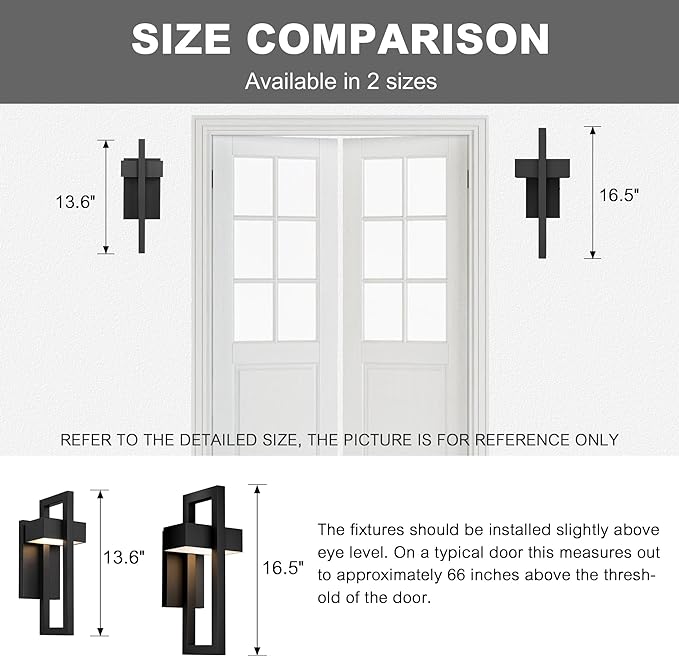 LamQee Outdoor Wall Lights Modern Exterior Lighting Fixtures 3000K Integrated LED Outdoor Wall Sconce Lighting 2 Packs Matte Black Outside Wall Mount Lights for House Front Door Porch Garage Patio