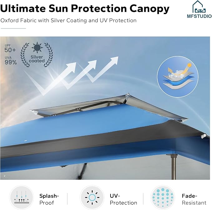 MFSTUDIO 13x13 Outdoor Pop Up Canopy TentEasy Set up Straight Leg Outdoor Canopies One Push Folding Instant Shelter Tents for BeachParty and Camping 169 Sq. Ft of Shade