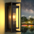 15in Outdoor Wall Sconce-Black Modern Exterior Lighting Fixture Waterproof Porch Lights Large Outside Lantern Wall Mounted for Coach Doorway Patio