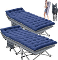 ABORON Camping Cot for Adult 28 Extra Wide 2PK Heavy-Duty 1200D Oxford Cot for Sleeping Portable Folding Camp Bed with Mat &amp Carry Bag