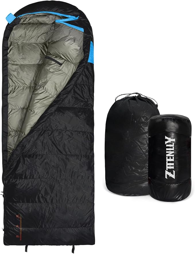 Ultimate 4-Season Down Sleeping Bag for Adults - Lightweight &amp Compact 550/600 FP 0°F to 30°F for Backpacking Camping &amp Hiking