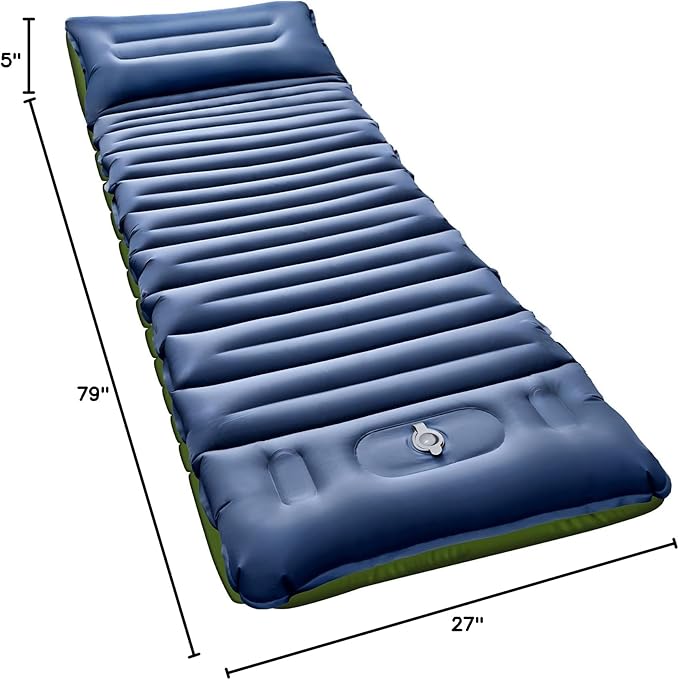 Sleeping Pad Ultralight Inflatable Sleeping Pad for Camping with Pillow &amp Pump Air Mattress Super Portable Great for Camping Gear Hiking Side or Lounging Sleeper (Blue)