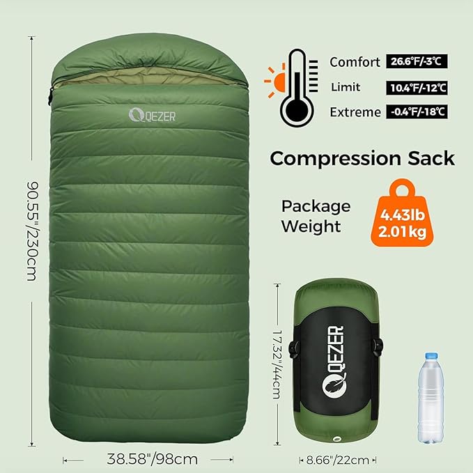 XL Sleeping Bag-600 Fill Power Down Sleeping Bag for Adults Ultralight Ideal for Backpacking Camping Hiking