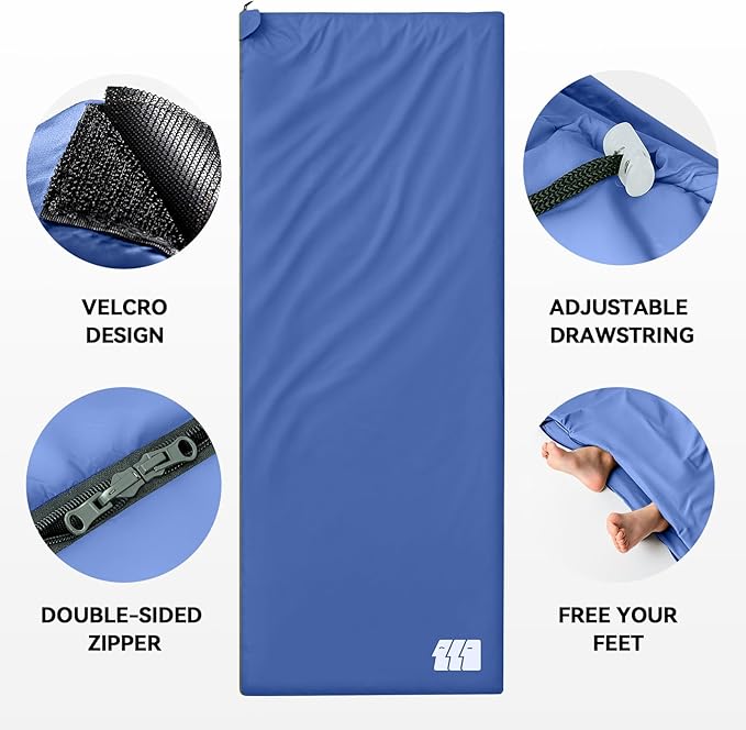 Ultralight Warm Weather Sleeping Bag - Portable Waterproof Compact Lightweight Comfort with Compression Sack - Great for Outdoor Camping Backpacking &amp Hiking