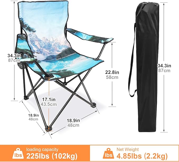 Northroad 2 Pack Camping Chairs Portable Camp Chairs Folding Lawn Chairs with Cup Holder for Outdoor Camping Hiking Travel Patio Beach Picnics