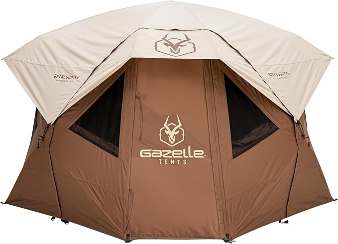 Gazelle Tents™ Backcountry T5 All-Season Hub Tent – Quick 90-Second Setup Heavy-Duty 300D Ripstop Fabric HVAC Port 4-Season Shelter for Overlanding Camping and Basecamp Adventures GBC50WN