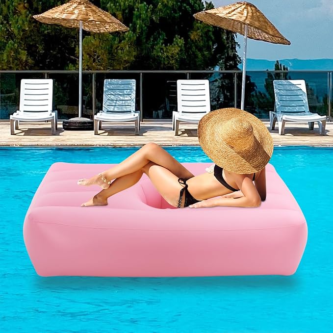 BBL Bed After Surgery for Sleeping PVC Inflatable Mattress with Hole for Post-Surgery Recovery Ergonomics PVC Air Bed with Pump for Camping Hiking Travel Pool Home Guest Use