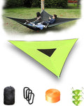 Triangle Hammock 10FT Heavy Duty 300LBS-1000LBS Capacity for 1-3 Person Portable Camping Hammock with Storage Bags Multi-Person Hammock for Outdoor Backpacking Travel (Green-2.8m-150kg)