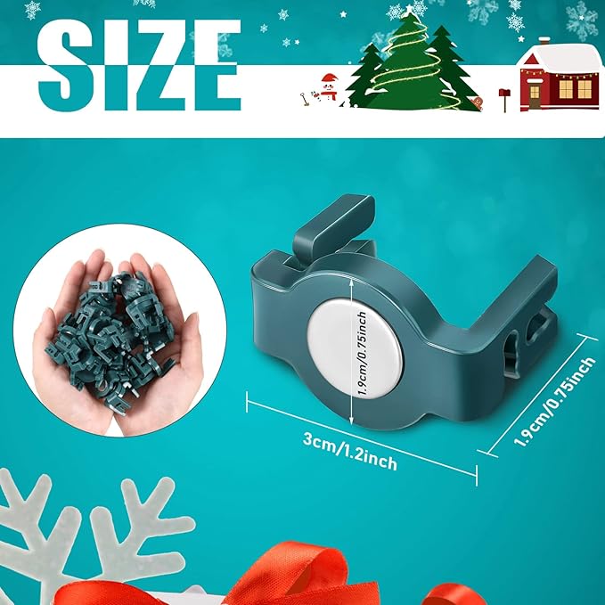 Frienda 50 Pieces C9 Magnetic Christmas Light Clips Magnet Christmas Socket Clips Hooks for Sockets Roof Gutters Outside Patio Holiday Lighting (Green Round)