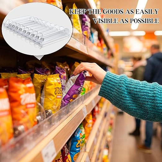 Wesiti 9-Pack Spring-Loaded Shelf Pusher Kit for Retail Adjustable Width 12 D x 24 L Automatic Retail Display Organizer Snack Dispenser for Supermarket Store Pharmacy Gondola Shelf
