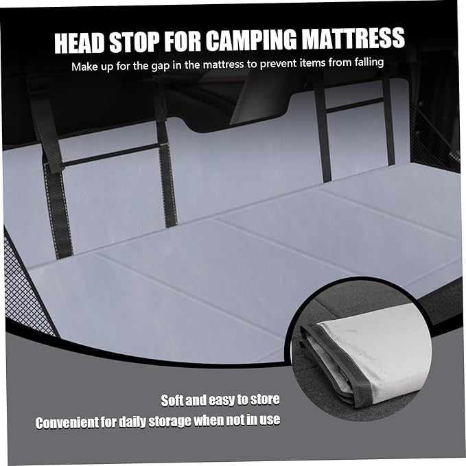 Car Mattress Flannel 4-Fold Non Inflatable Car Sleeping Bed Backseat with Storage Bag Portable Soft 50x16 in Back Seat Extender for Truck Fishing Camping Beach (Black) Sports