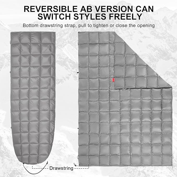 Down Camping Blanket - Lightweight Packable Warm &amp Puffy Outdoor Travel Quilt for Sleep Hiking Backpacking Stadium Festivals Water-Resistant Sleeping Bag 55x79