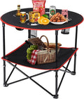 Camping Table Portable Folding Camping Side Table for Outdoor Picnic Beach Games Camp &amp Patio Tables Folding with 4 Cup Holders &amp Carry Case for Travel &amp Storage Premium 600D Canvas&a