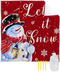 Beach Blanket Waterproof Sandproof Christmas Snowman with Red Bird Quick Drying Beach Mat with 4 Stakes Winter Snowflake on Red Lightweight Picnic Blanket for Travel Camping Outdoor 83x79