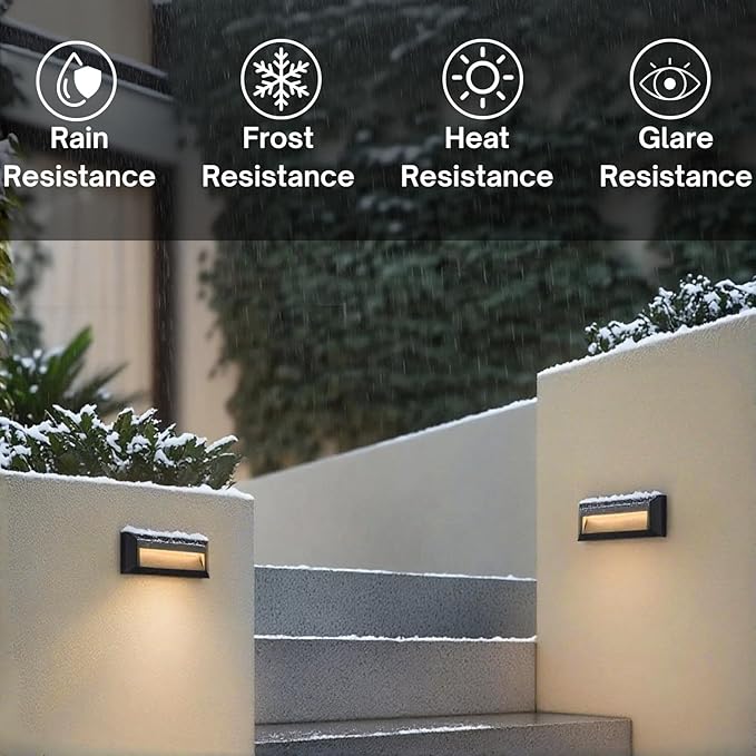 ZONK LED Outdoor Indoor Step Lights Line Voltage 110-240V 2W Landscape Stair Lights 9Inch Non-dimmable 3000K IP65 Waterproof Stairway Lighting LED Deck Light Retaining Wall Lights Pack of 6