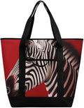 Insulated Shopping BagLarge Reusable Cooler Bags Zebra Red Printed Foldable Shopping BagTravel Waterproof Shoulder Bag
