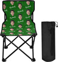 Sinestour Green Custom Photo Folding Camping Chair for Teen Child Personalized Name 14.6×14.6in Portable Outdoor Chair with Carry Bag for Barbeques Picnic Travel