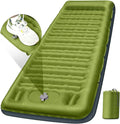 Camping Sleeping Pad Extra Thick 5 Inch Camping Mat with Pillow Built-in Foot Pump Inflatable Sleeping Pads Compact for Camping Backpacking Hiking Traveling Tent（Military Yellow）