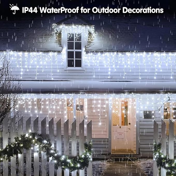 320LED Solar Christmas Lights Outdoor Waterproof Christmas Decorations Lights 29.5ft 60 Drops8 Modes Solar Powered Rechargeable Fairy Lights for Party HolidayWedding Decorations (Cool White)