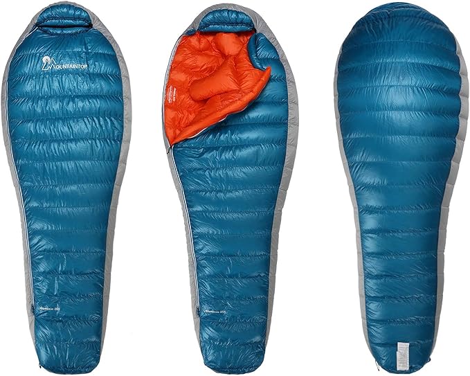 Mountaintop Down Sleeping Bag 15F 650 Fill Power - Ultralight Compact Portable Hiking Camping Sleeping Bag with Compression Sack for Adults Teens