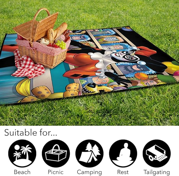 LOGOVISION Batman Harley Quinn Carinval Outdoor Blanket for Picnic Beach Camping Park Tailgate 50x60