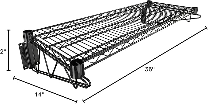 14 x 36 Black Epoxy Wire Wall Mount Shelf