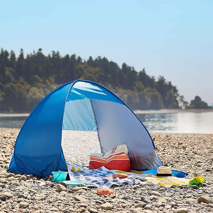 Pop Up Beach Tent UPF 50+ for UV Sun Protection Camping Tent Waterproof Beach Umbrella for Family Portable Sun Shades for Outdoor Patio Fishing PicnicPool Parties (Green)