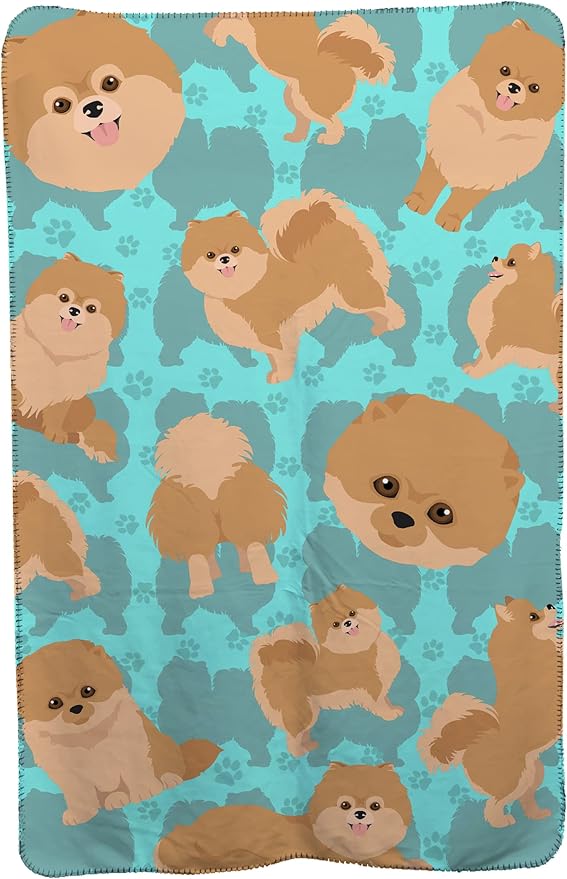 Caroline's Treasures MLM1083TBLT Orange Pomeranian Soft Travel Blanket with Bag Airplane Blanket Indoor Outdoor Camping Blanket for Traveling Picnics Beach Trips Concerts