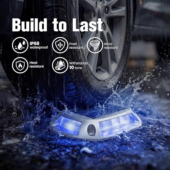 VOLISUN Solar Driveway Lights Dock Deck Lights with Remote 12 Pack9 Colors in 1 Led IP67 Waterproof Outdoor Warning Step Lights for Driveway Sidewalk Pathway RGB