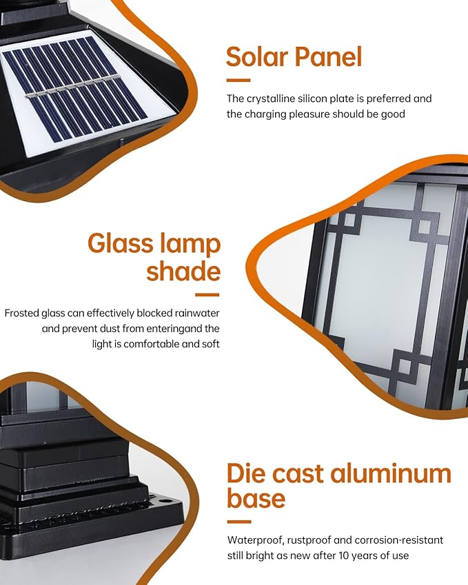 LED Solar Post Light Outdoor Aluminum Fence Post Cap Lamp Remote Control Dimmable Pillar Lights Solar IP65 Waterproof Column Light 15.7 X 7.3 Pillar Pedestal Lantern for Garden Yard