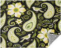 Soft Throw Blanket Olive Green Paisley Flower Boho Black Couch Blanket 50x70 Inches