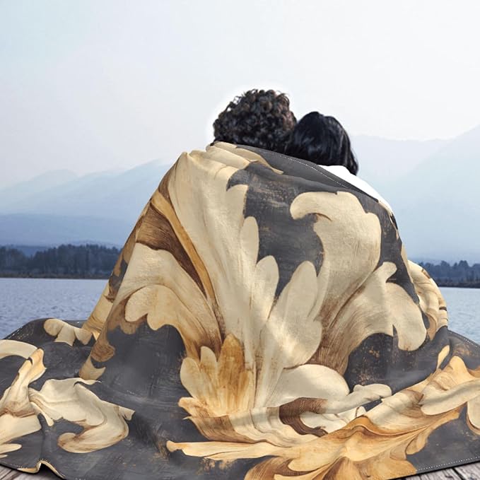 Golden Curling Grass Soft Fleece Blanket 60 * 50 inch Soft Sofa Blanket Suitable for Sofa Camping Travel Night Cover Blanket