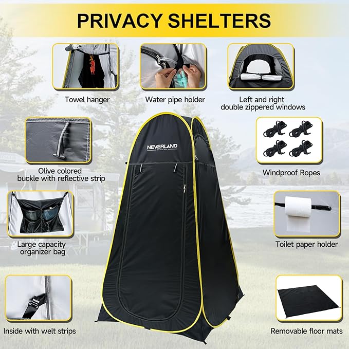 Neverland Pop up Privacy Shower Tent - Portable Changing Shower Tent Dressing Room Bathroom Outdoor Rain Shelter for Camping Beach