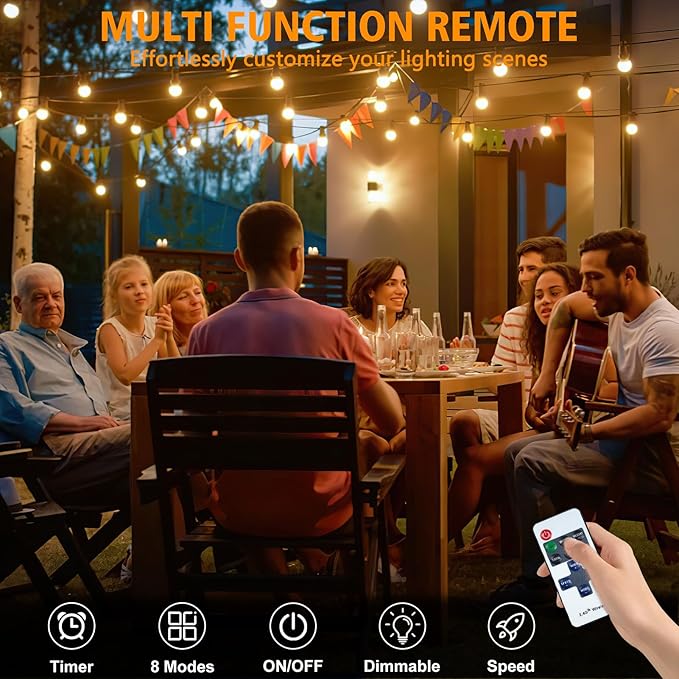 echosari Outdoor String Lights with APP Control 200FT G40 LED String Lights for Outside with 84 Shatterproof Bulbs Hanging Patio Lights for Balcony Apartments Backyard BistroGarden Porch Party
