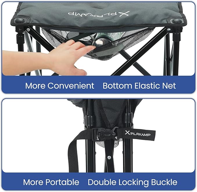 Padded Camping Stool 18 Inch Oversized Camping Foot Rest 500lb Camping Chairs Outdoor Footstool Portable Camping Ottoman for Camping Gardening Fishing w/Storage Net Carry Bag (2 Darkgreen)