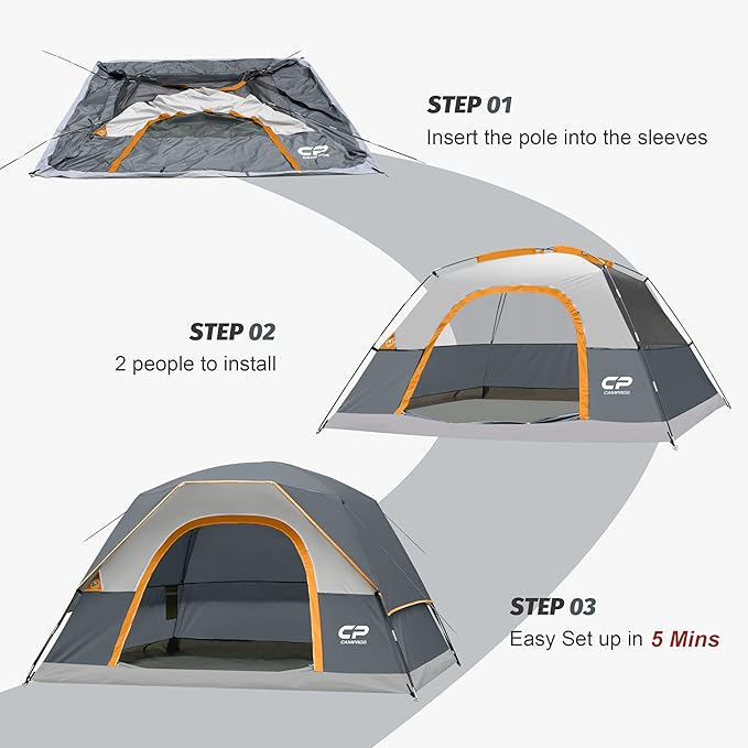 Tents for Camping 4 Person Tent Waterproof Windproof Double Layer Camping Tent Easy Setup Dome Tent with Large Mesh Windows &amp Wider Door for Outdoor Camping &amp Hiking