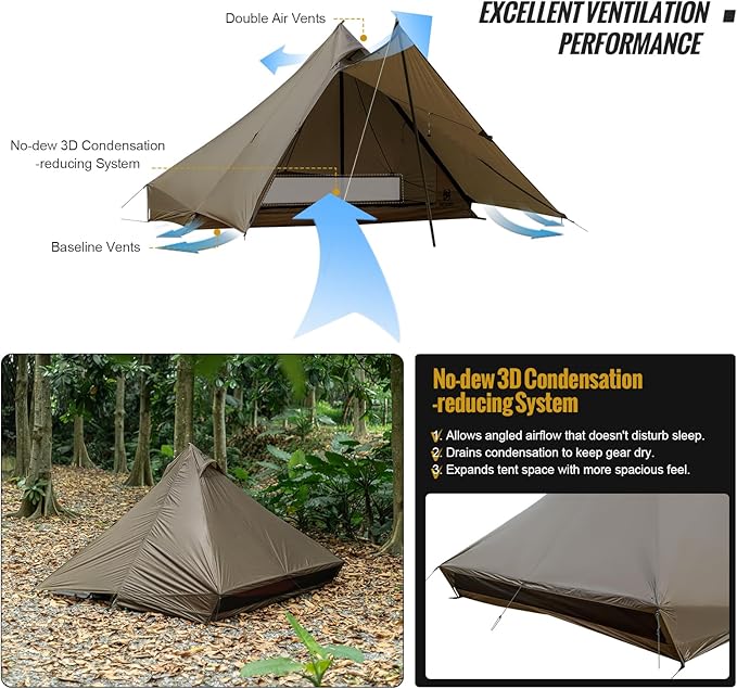 OneTigris Tetra Ultralight Tent Upgraded 1-2 Person Waterproof 3 Season Ideal for Camping Hiking Trekking Backpacking Bushcraft